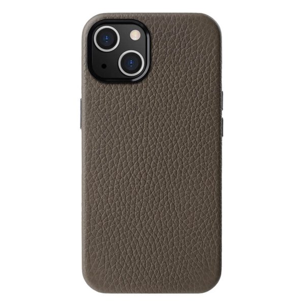 MELKCO For iPhone 14 Case Magnetic Back Shell Genuine Cow Leather+PC Phone Cover Online Hot Sale