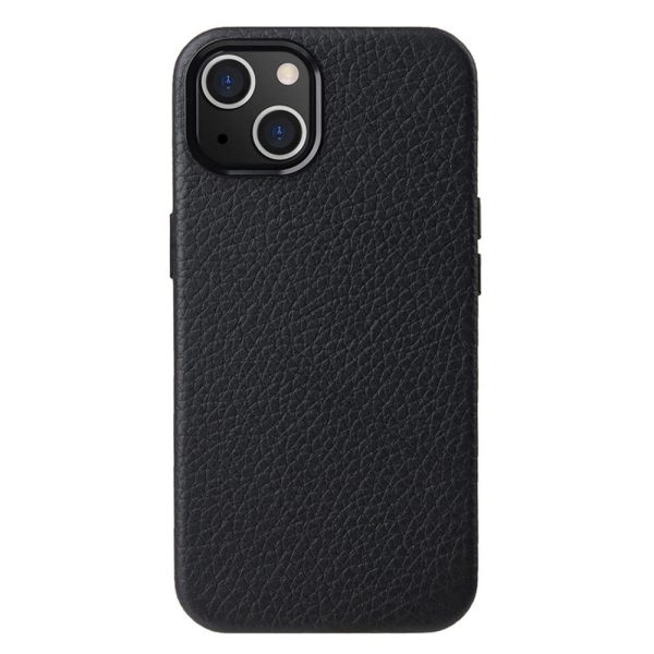 MELKCO For iPhone 14 Case Magnetic Back Shell Genuine Cow Leather+PC Phone Cover Online Hot Sale