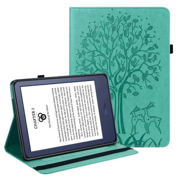 For Amazon Kindle Paperwhite 6 (2022) PU Leather Tablet Case Tree Deer Imprinted Stand Cover with Card Holder Online Hot Sale