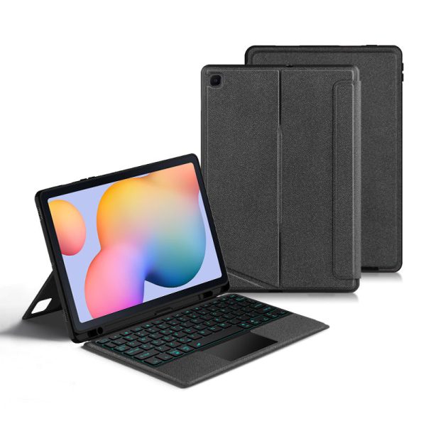 For Samsung Galaxy Tab S6 Lite PU Leather Stand Case Cover with Removable Touchpad Backlit Keyboard For Cheap