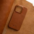 MELKCO For iPhone 15 Pro Max Case Waxy Genuine Cow Leather+PC Incomplete Phone Cover on Sale